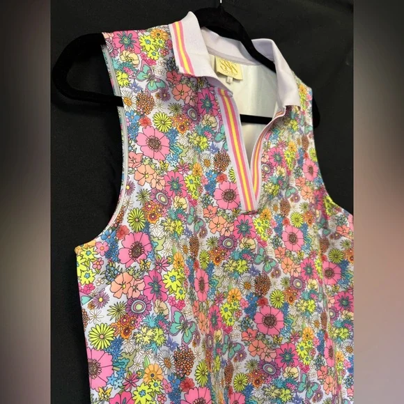 SSYS BLUE BLUM SCUBA COLLARED SLEEVELESS ACTIVE DRESS SIZE L - Picture 7 of 14